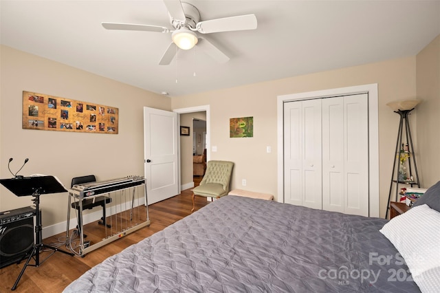 105 Kingston Pl, Spindale, NC 28160 - bedroom with wood finished floors, a closet, ceiling fan, and baseboards