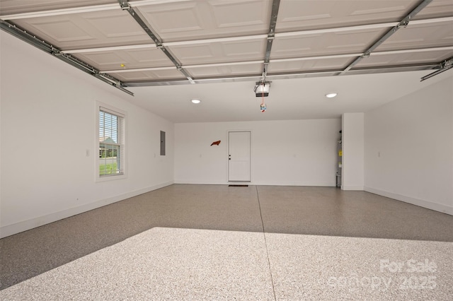 105 Kingston Pl, Spindale, NC 28160 - garage featuring baseboards, recessed lighting, electric panel, and a garage door opener