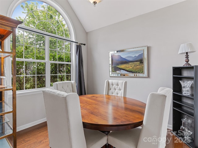 85 Lumber River Rd, Fletcher, NC 28732 - dining space with healthy amount of natural light, wood finished floors, lofted ceiling, and baseboards