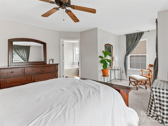 85 Lumber River Rd, Fletcher, NC 28732 - carpeted bedroom with connected bathroom and a ceiling fan