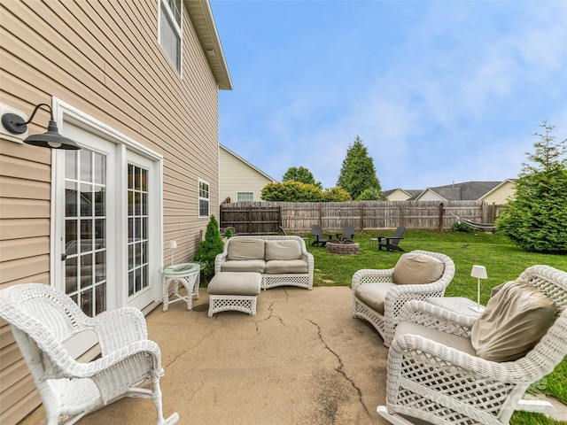 85 Lumber River Rd, Fletcher, NC 28732 - view of patio / terrace with an outdoor living space with a fire pit