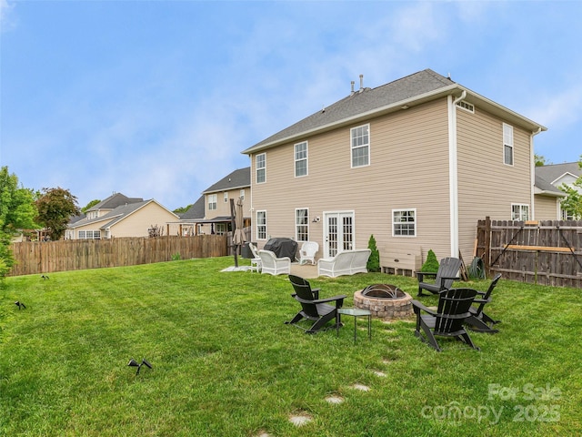 85 Lumber River Rd, Fletcher, NC 28732 - back of property with a fire pit, a patio, and french doors
