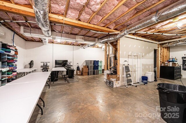view of unfinished basement