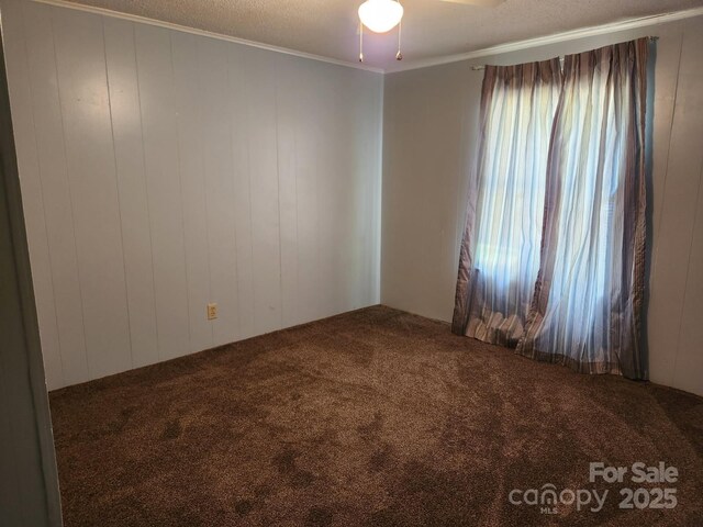 carpeted empty room featuring ornamental molding