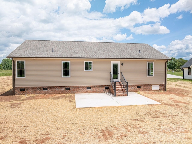 355 Northbrook Iii School Rd Unit 10, Vale, NC 28164 - rear view of property with crawl space, a patio, roof with shingles, and entry steps