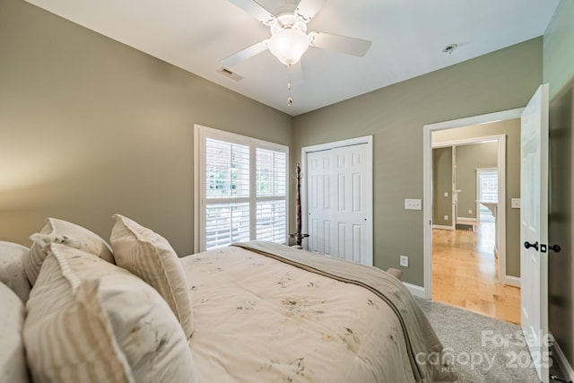 12039 Lawings Corner Dr, Huntersville, NC 28078 - bedroom with a closet, baseboards, and a ceiling fan
