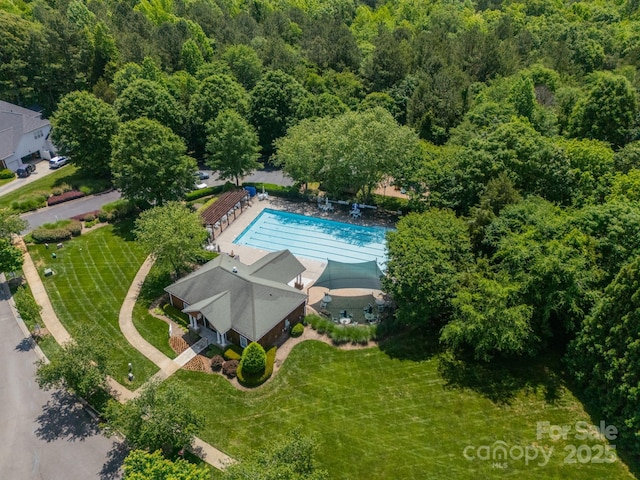 12039 Lawings Corner Dr, Huntersville, NC 28078 - bird's eye view of a pool and a forest