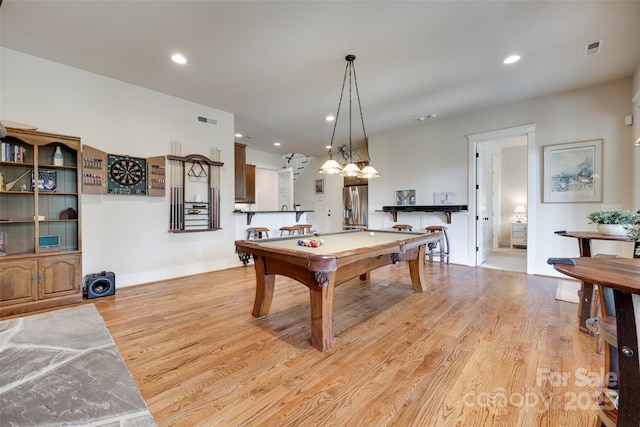 18311 Rosapenny Rd, Charlotte, NC 28278 - game room with billiards table, light wood-style flooring, recessed lighting, and baseboards