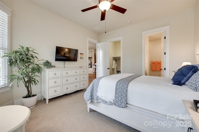 18311 Rosapenny Rd, Charlotte, NC 28278 - bedroom with light colored carpet and a ceiling fan