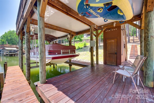 18311 Rosapenny Rd, Charlotte, NC 28278 - dock featuring boat lift and a water view