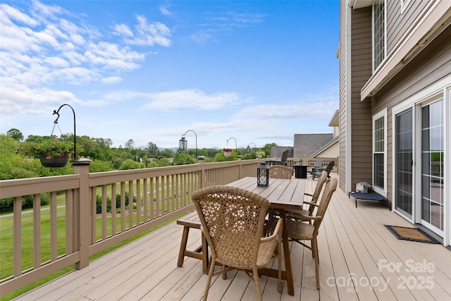 230 Fairway Falls Rd, Mills River, NC 28759 - wooden terrace with outdoor dining area