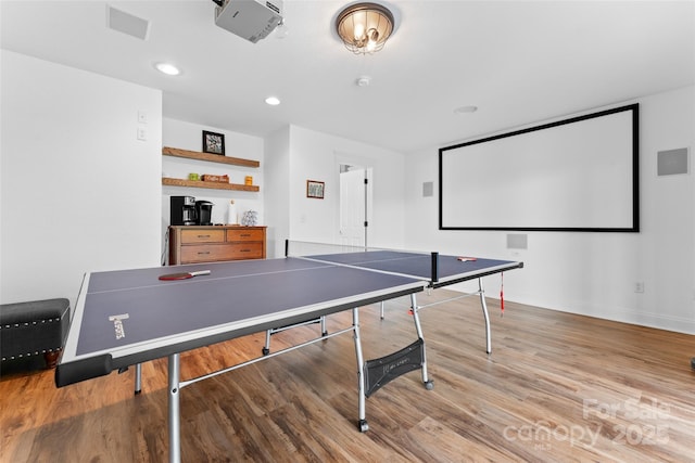 230 Fairway Falls Rd, Mills River, NC 28759 - recreation room featuring wood finished floors, baseboards, and recessed lighting