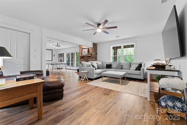 230 Fairway Falls Rd, Mills River, NC 28759 - living area featuring ceiling fan, wood finished floors, and plenty of natural light