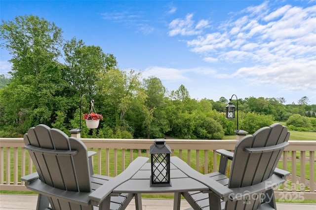 230 Fairway Falls Rd, Mills River, NC 28759 - wooden terrace featuring view of scattered trees