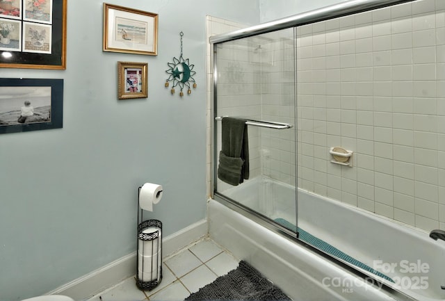 3430 Rea Rd, Charlotte, NC 28226 - bathroom with tile patterned floors, baseboards, and enclosed tub / shower combo
