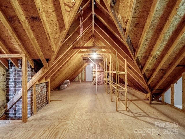 view of unfinished attic