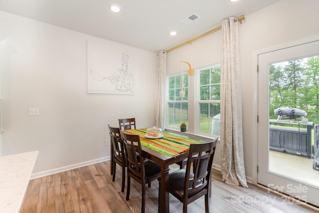 18026 Stark Way, Charlotte, NC 28278 - dining space with light wood-style flooring, recessed lighting, and baseboards