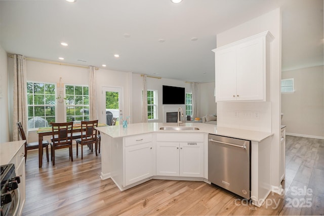18026 Stark Way, Charlotte, NC 28278 - kitchen with dishwasher, a sink, healthy amount of natural light, light countertops, and recessed lighting