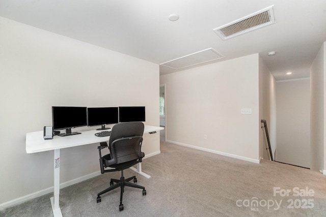 18026 Stark Way, Charlotte, NC 28278 - carpeted home office featuring attic access and baseboards