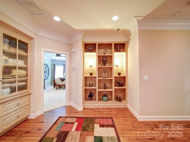 200 Waterby Way, Matthews, NC 28104 - mudroom featuring ornamental molding, light wood-type flooring, baseboards, and recessed lighting