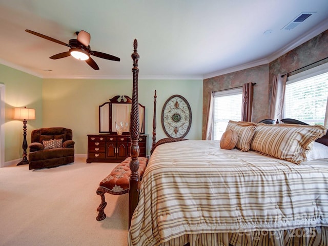 200 Waterby Way, Matthews, NC 28104 - carpeted bedroom with crown molding, baseboards, and ceiling fan