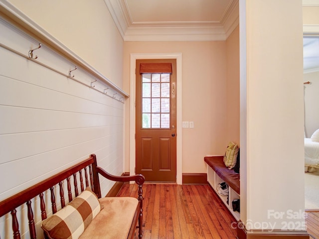 200 Waterby Way, Matthews, NC 28104 - mudroom featuring crown molding and light wood-style flooring