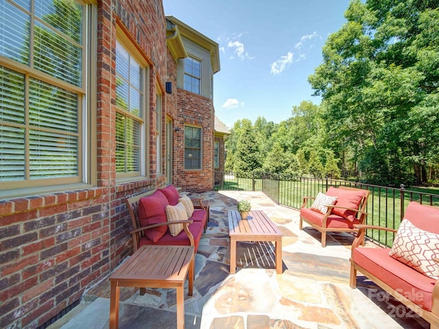 200 Waterby Way, Matthews, NC 28104 - view of patio / terrace featuring outdoor lounge area and fence