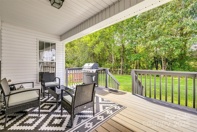 1140 Landsdown Dr, Salisbury, NC 28147 - wooden terrace with a lawn and a grill