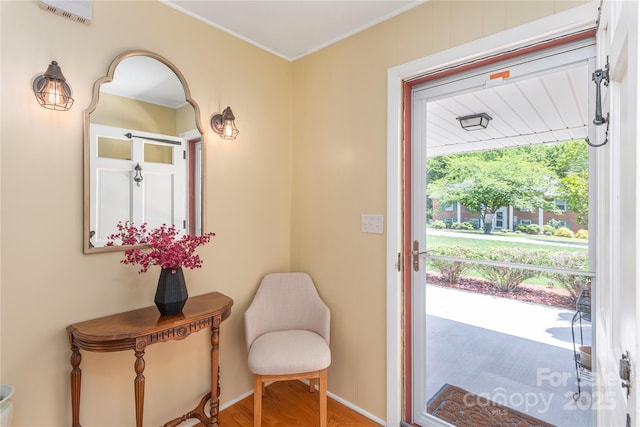 307 Tree Haven Blvd, Hendersonville, NC 28791 - doorway featuring crown molding and wood finished floors