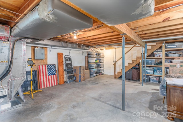 307 Tree Haven Blvd, Hendersonville, NC 28791 - unfinished below grade area with electric panel and stairs