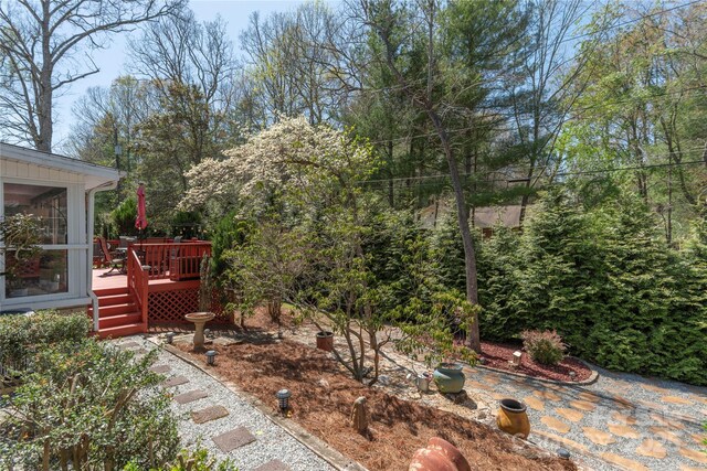 307 Tree Haven Blvd, Hendersonville, NC 28791 - view of yard with a wooden deck