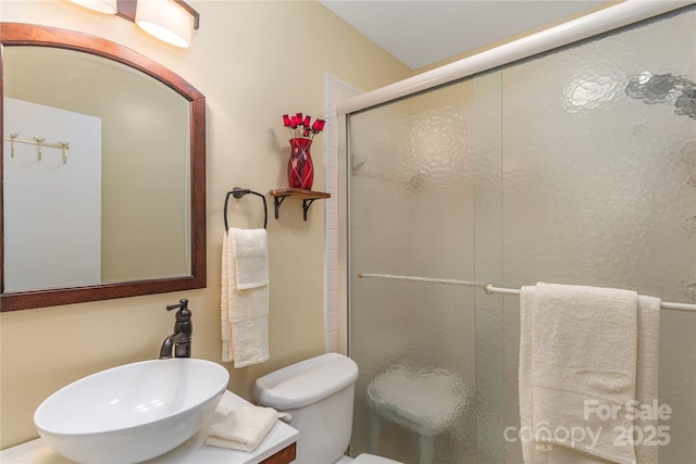 307 Tree Haven Blvd, Hendersonville, NC 28791 - full bath with a stall shower, toilet, and vanity