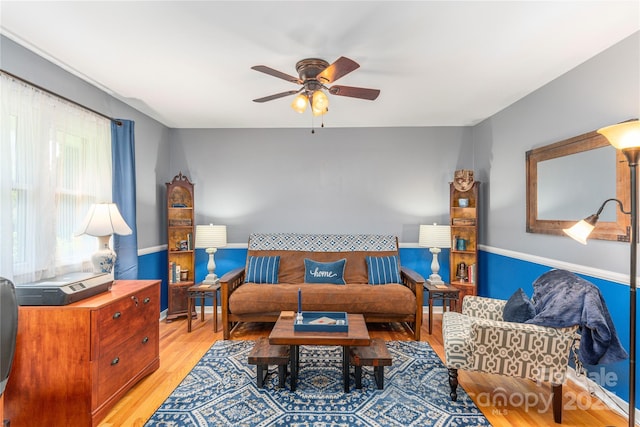 307 Tree Haven Blvd, Hendersonville, NC 28791 - living area featuring light wood-style flooring and ceiling fan