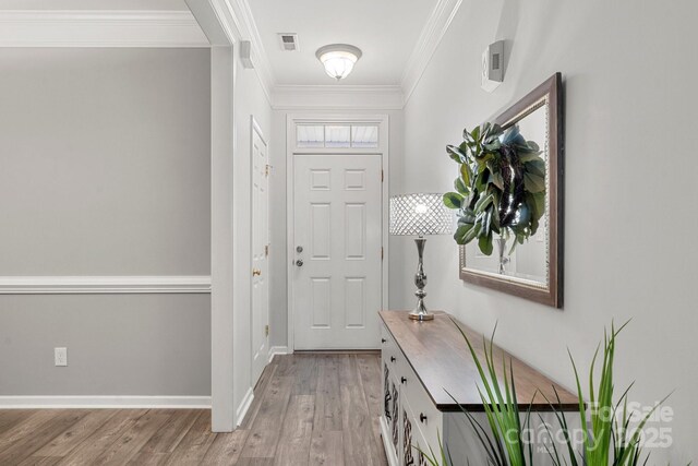 3820 Leela Palace Way, Fort Mill, SC 29708 - doorway to outside with light wood-style flooring, crown molding, and baseboards