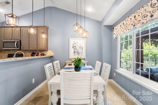3820 Leela Palace Way, Fort Mill, SC 29708 - dining space featuring lofted ceiling and baseboards