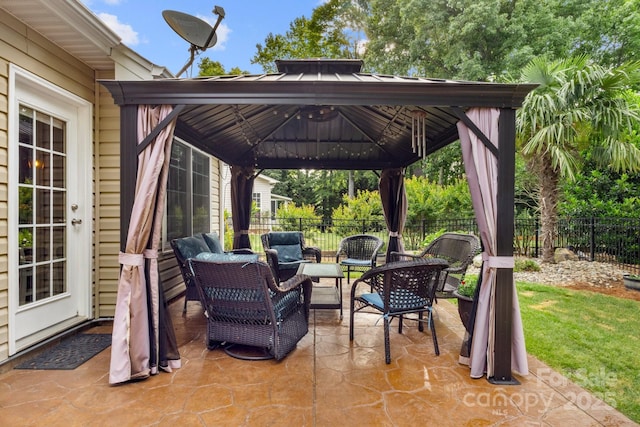3820 Leela Palace Way, Fort Mill, SC 29708 - view of patio / terrace featuring a gazebo, fence, and outdoor lounge area
