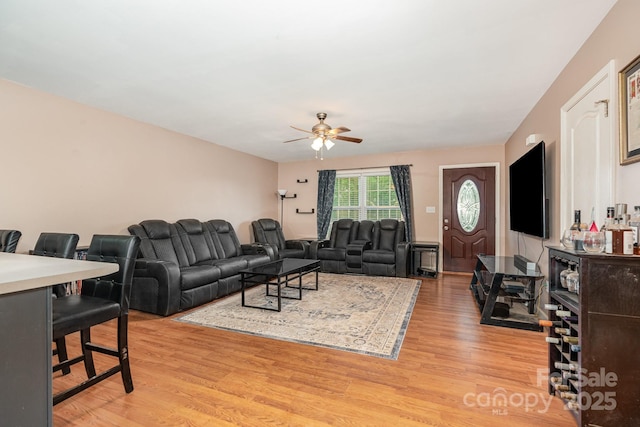 1221 Woodpecker Dr, Clover, SC 29710 - living room with a ceiling fan and light wood finished floors
