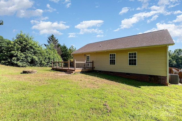 1221 Woodpecker Dr, Clover, SC 29710 - rear view of property with crawl space, a deck, and a yard