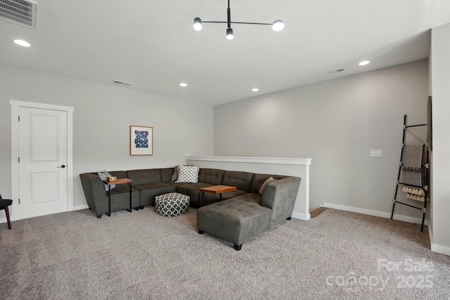 2062 Nellies Way, Fort Mill, SC 29715 - living room featuring carpet, recessed lighting, and baseboards