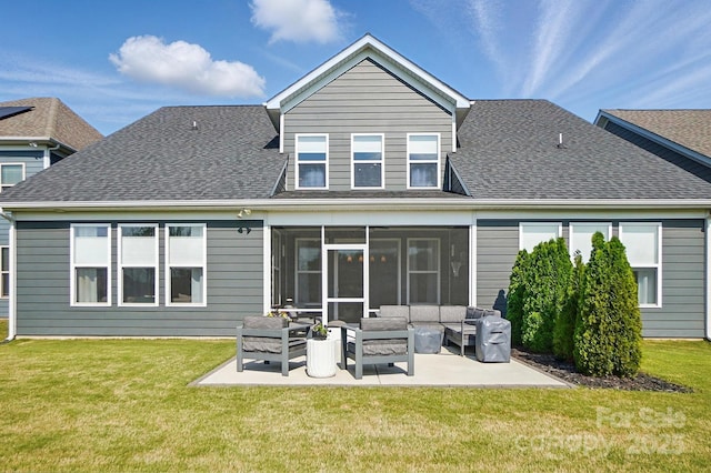 2062 Nellies Way, Fort Mill, SC 29715 - back of property featuring outdoor lounge area, a patio, a sunroom, and a lawn