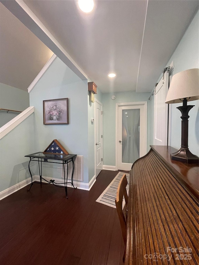 517 Grassy Creek Run, Chester, SC 29706 - hall with wood finished floors, baseboards, and vaulted ceiling