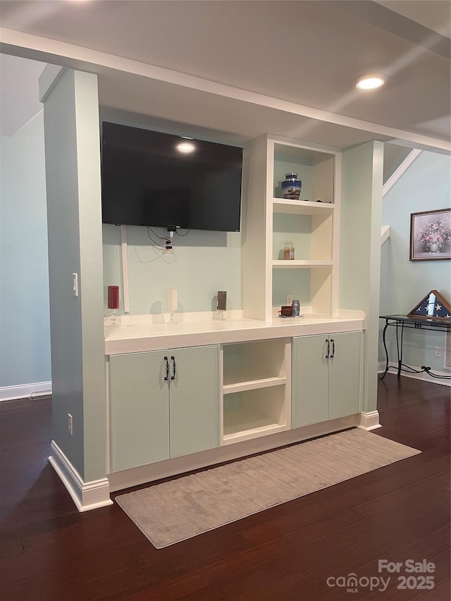 517 Grassy Creek Run, Chester, SC 29706 - bar area with baseboards, dark wood finished floors, and recessed lighting