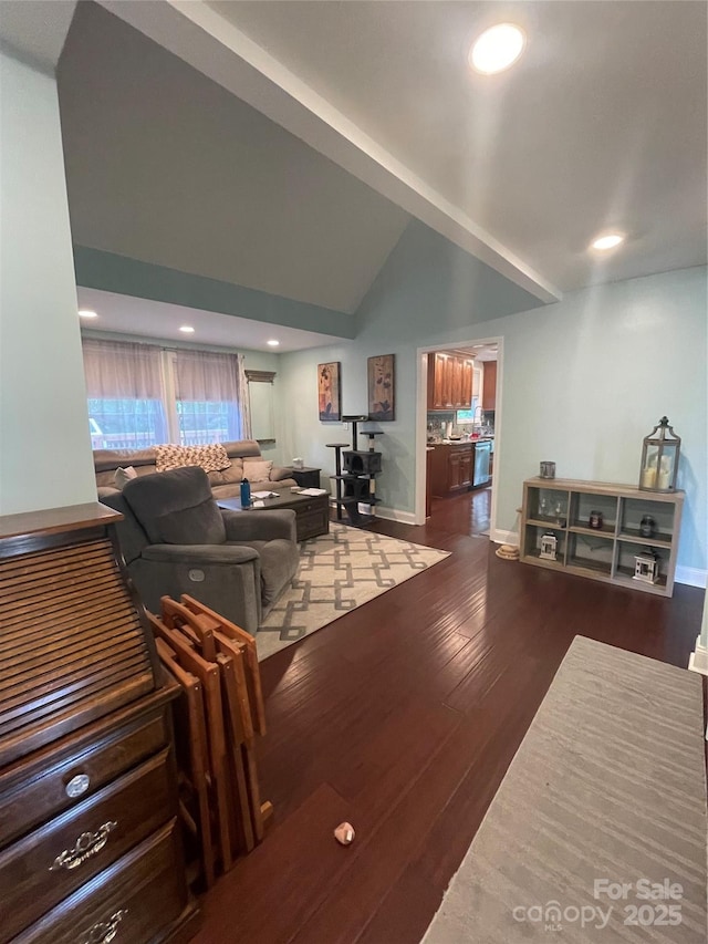 517 Grassy Creek Run, Chester, SC 29706 - living area featuring wood finished floors, baseboards, recessed lighting, and lofted ceiling