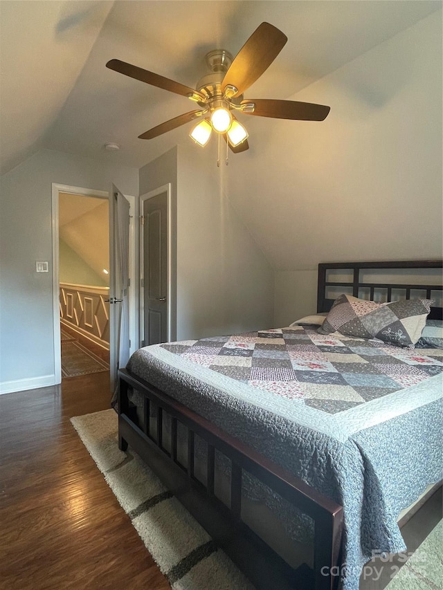517 Grassy Creek Run, Chester, SC 29706 - bedroom featuring lofted ceiling, wood finished floors, ceiling fan, and baseboards