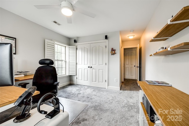 208 Mcduffie Ln, Fort Mill, SC 29715 - home office with carpet, ceiling fan, and baseboards