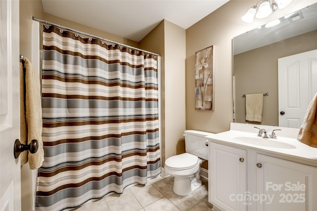 208 Mcduffie Ln, Fort Mill, SC 29715 - bathroom with tile patterned floors, vanity, toilet, and curtained shower