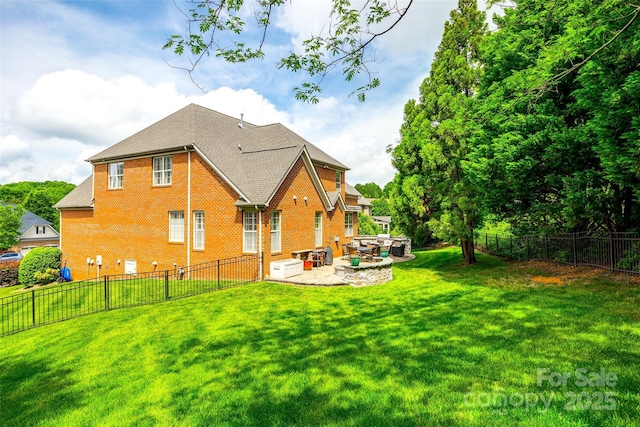 208 Mcduffie Ln, Fort Mill, SC 29715 - back of house with a patio, brick siding, and roof with shingles