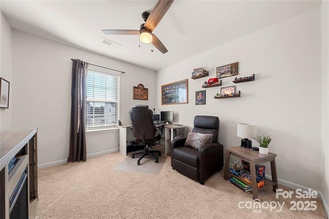 446 Misty Law Ln, Clover, SC 29710 - office area featuring light carpet and a ceiling fan