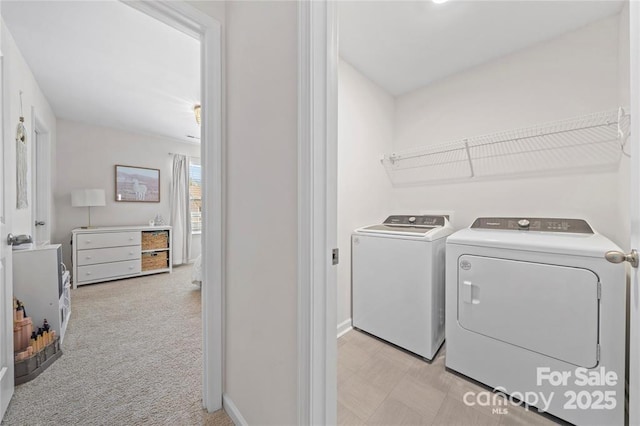 446 Misty Law Ln, Clover, SC 29710 - laundry area with washing machine and dryer and light carpet