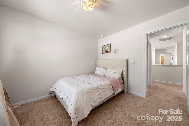 446 Misty Law Ln, Clover, SC 29710 - bedroom featuring attic access, carpet, and vaulted ceiling